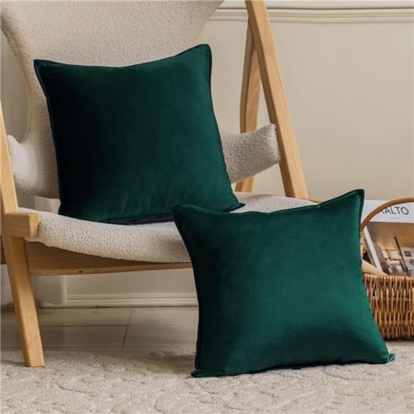 Emerald Green | Throw Pillow Covers | 18x18 Inch | Pack of 2 Soft Decorative - Picture 1 of 6